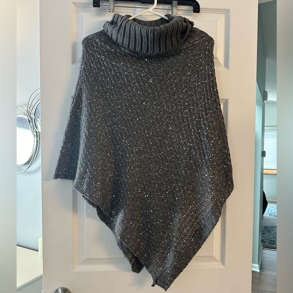 Grey sparkly poncho